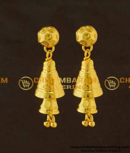 ERG418 - New Fashion Gold Plated Double Layer Cone Shape Long Dangle Earrings Designs for Modern Girls