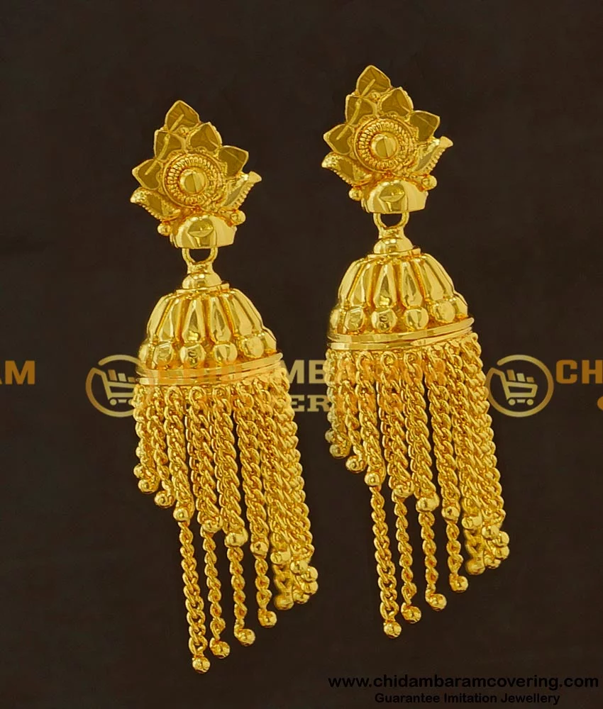 Designer Dual Tone Triple Chain Hanging Bells Earrings For Women And G –  Priyaasi
