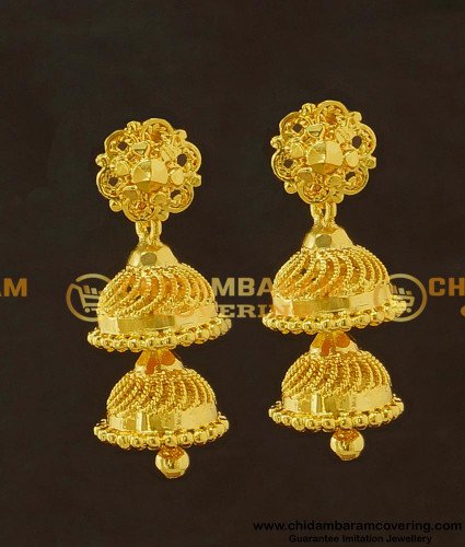 ERG421 - Gold Pattern Two Step Jhumkas Earing Indian Jewellery Buy Online