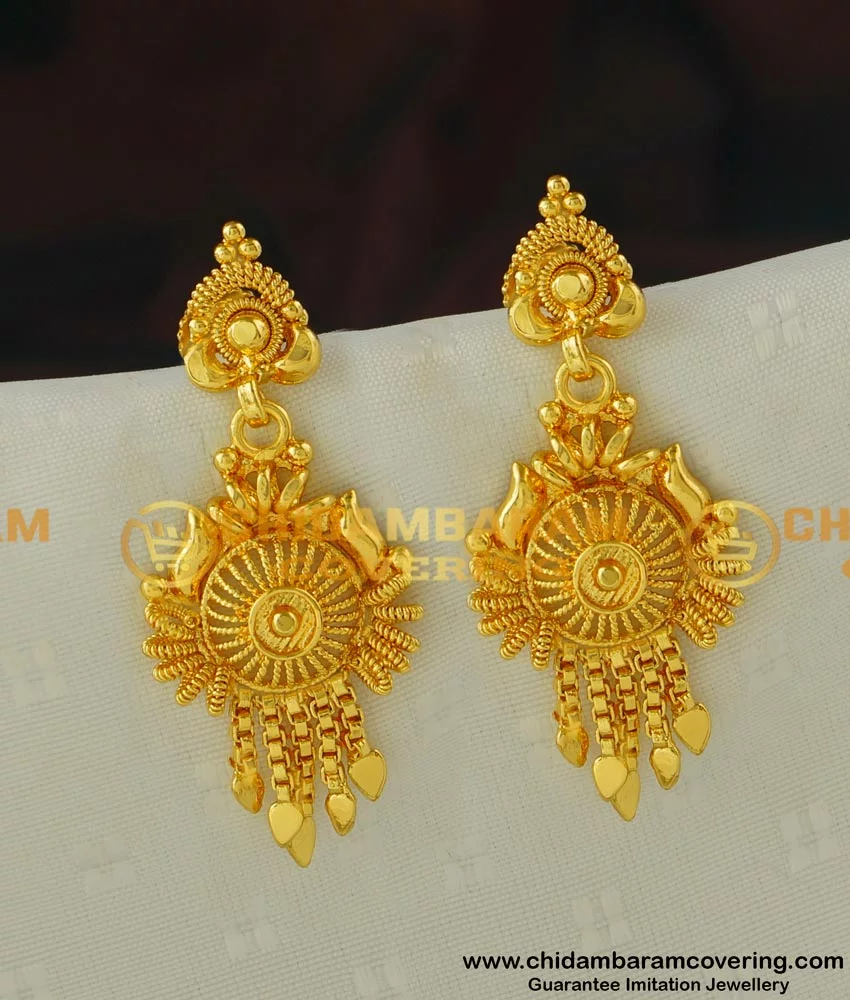 Traditional Beaded Gold Stud Earrings