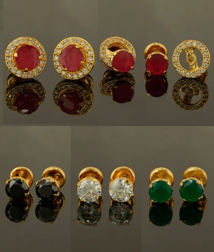 ERG426 - One Gram Gold High Quality Inter Changeable 4 Colour Stone Stud Earrings buy Online 