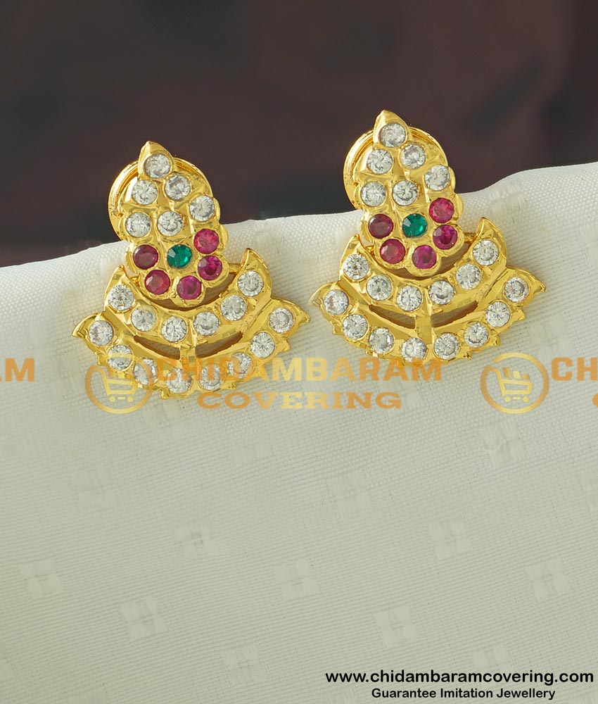 ERG429 - Micro Gold Plated Five Metal Stud Real Gold Like Guarantee Stone Earrings