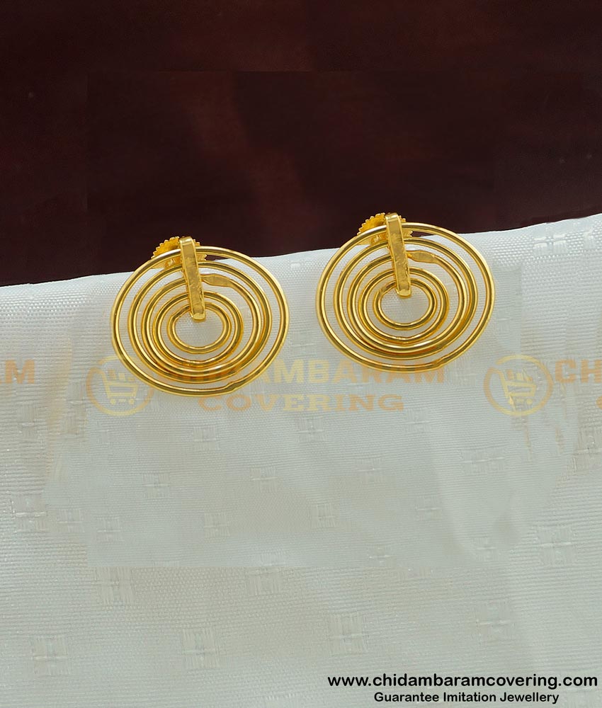 ERG455 - Trendy Daily Wear Gold Plated 2 In 1 Stud Earring Designs for Ladies