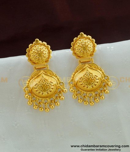 ERG457 - Latest Real Gold Design Dangler Gold Plated Earring Collection Online