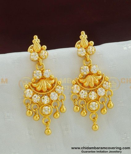 ERG492 - Stunning Gold American Diamond Gold Earring Design for Wedding