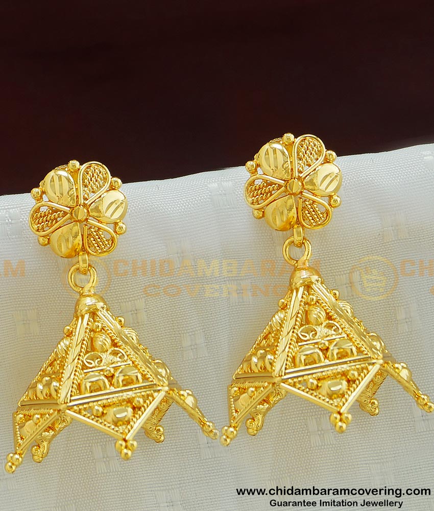 jhumka design gold earrings, bridal gold jhumka design latest, traditional gold earrings jhumka design, jhumka gold earrings designs latest