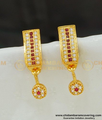 ERG528 - Beautiful Gold Design J Shape Stone Stud Earring for Ladies