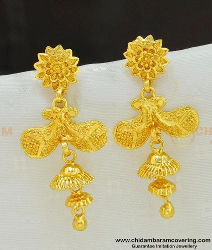 22K Gold Plated Small Stud Earrings South Indian Jewelry Indian Earrings  Bollywood Tops Crystal Stud Earrings Light Weight Women's Jewelry - Etsy