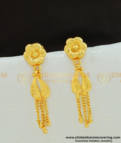 ERG558 - Trendy Small Size Floral Design Gold Finish Daily Wear One Gram Gold Earring Buy Online