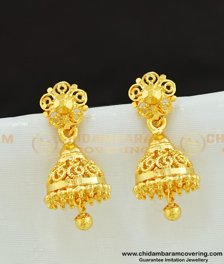 ERG567 - Latest One Gram Gold Medium Size Jhumkas Designs Buy Online