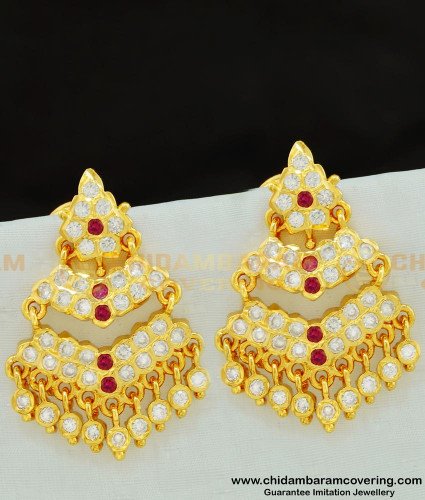 ERG584 - Impon Double Layer Real Gold Like Guarantee Stone Big Size Earrings