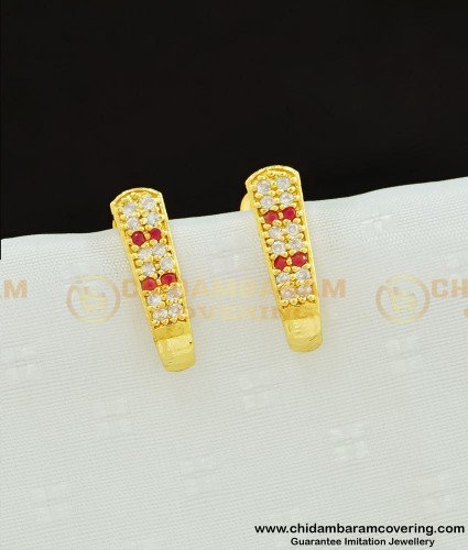 ERG594 - One Gram Gold Plated Stone J Type Gold Earrings for Women