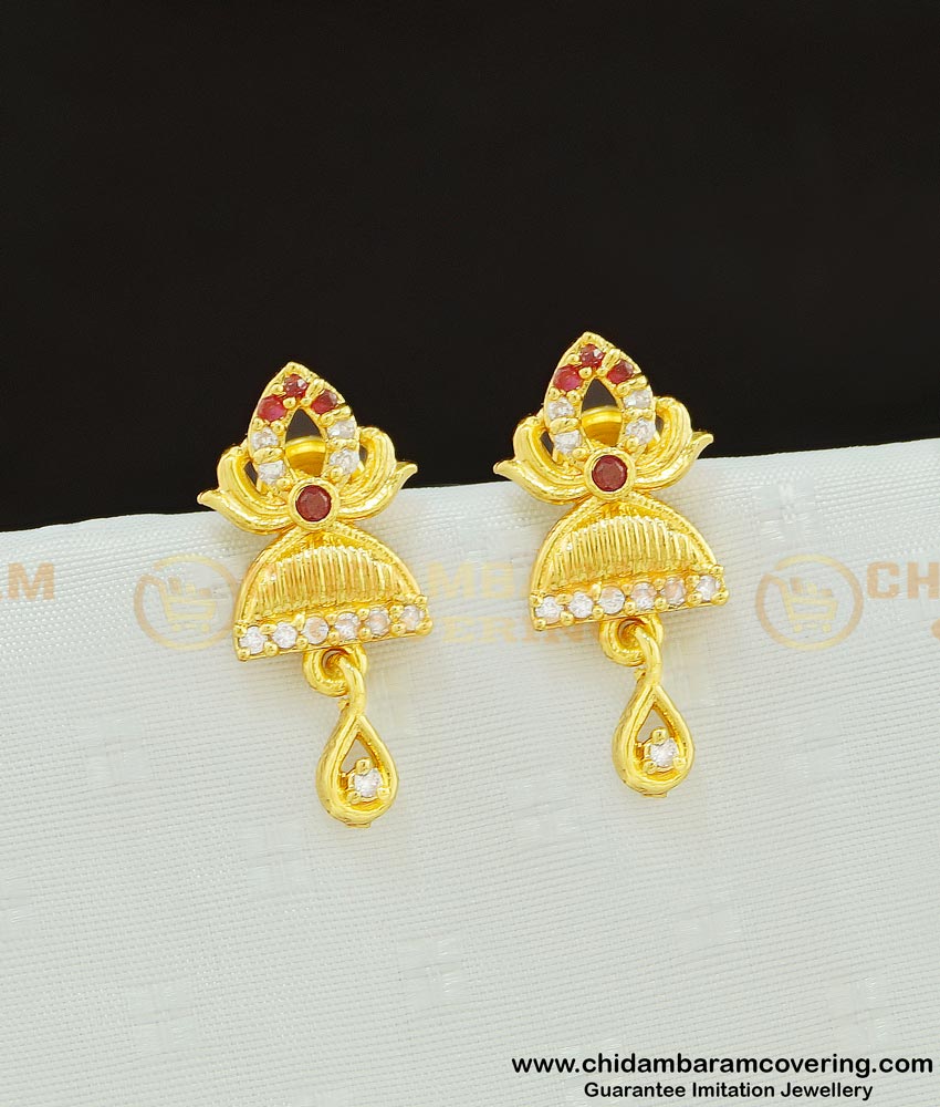 ERG602 - New Arrival Party Wear High Quality Stone Kids Earrings Gold Design Online   