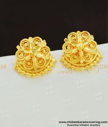 ERG607 - One Gram Gold Plated Flower Ear Studs Designs for Women