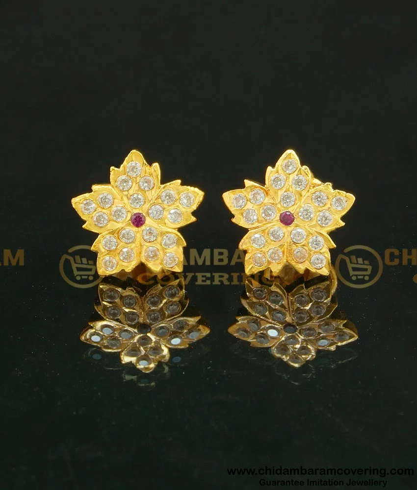Fancy Golden White Stone Women Gold Earring at Rs 109420/pair in Kozhikode  | ID: 23522981655