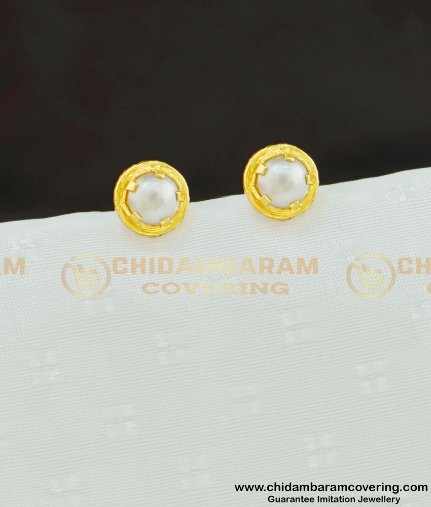 ERG633 - Simple Design Gold Plated Small Daily Wear Pearl Stud Earring Online