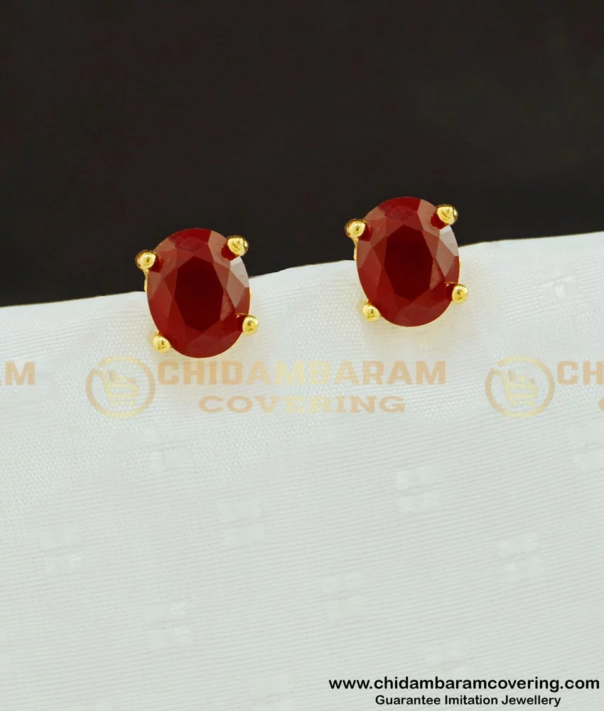 Imitation Gold with Gold Colour Stone Ear Studs  Buy now