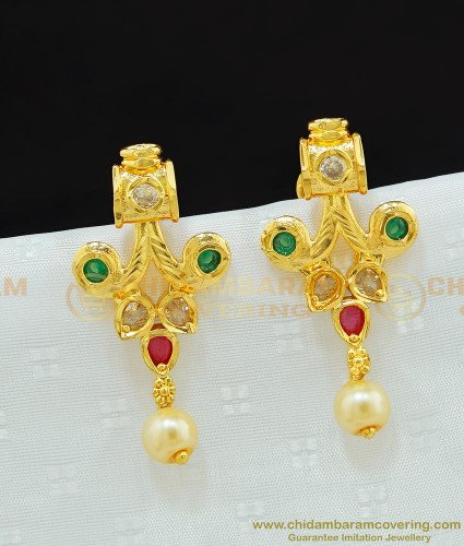 ERG651 - Attractive Gold Look Gold Plated Uncut Diamond Earrings for Female