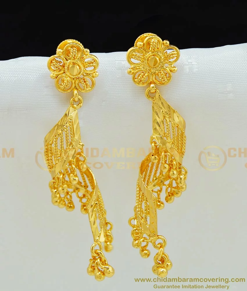 Buy MONKDECOR Traditional Gold Stylish Fancy Party Wear Jhumki/Jhumka  earrings for Girls and Woman (Design-3) Online In India At Discounted Prices