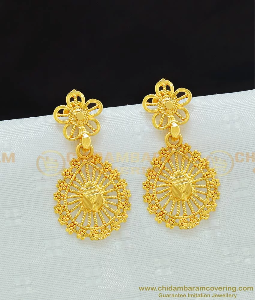 Buy Unique Small Size Gold Covering Designer Bali Earrings Design Online