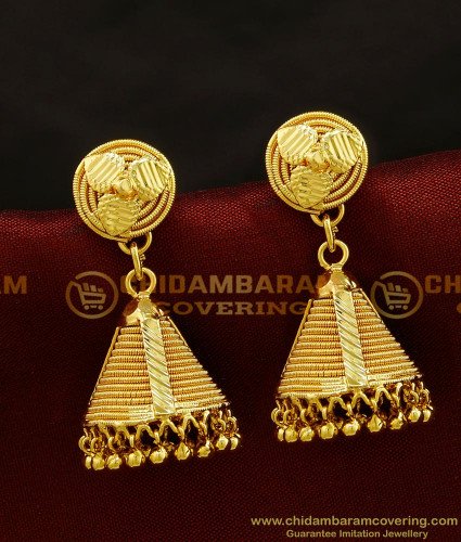 ERG693 - Latest One Gram Gold Party Wear Jhumkas Modern Traditional Gold Jhumkas Design 