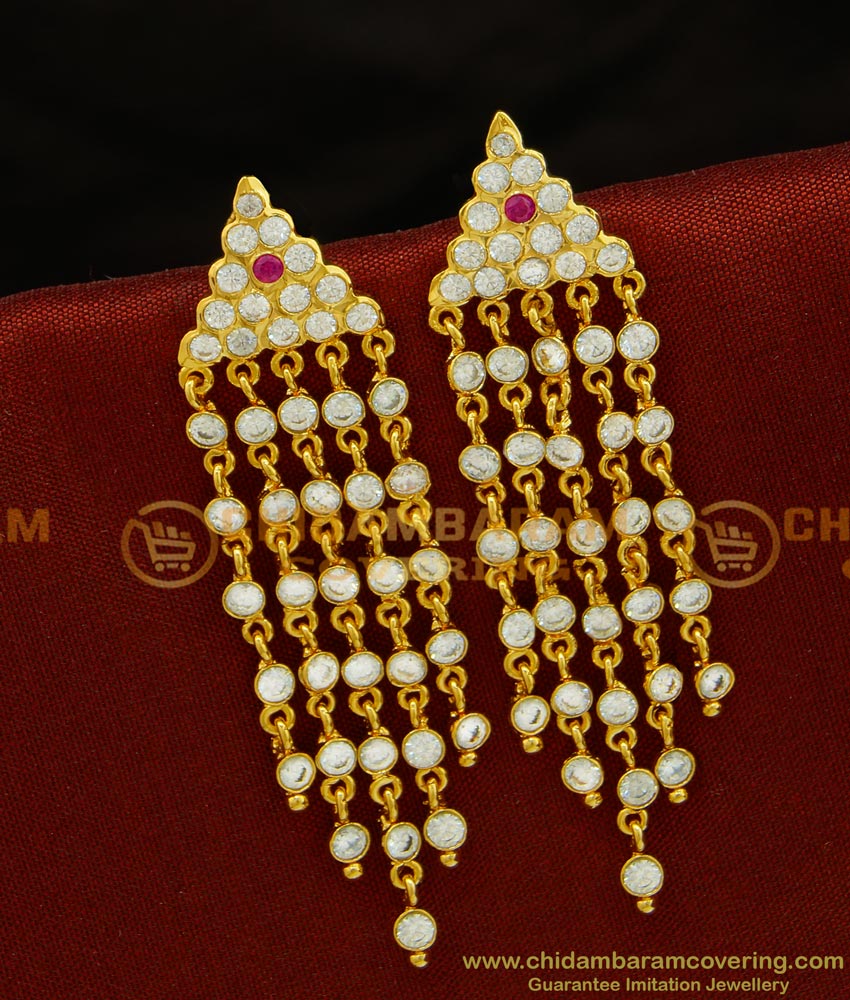 ERG703 - Attractive Party Wear Impon Long Dangler Earrings Chidambaram Covering Five Metal Jewellery 