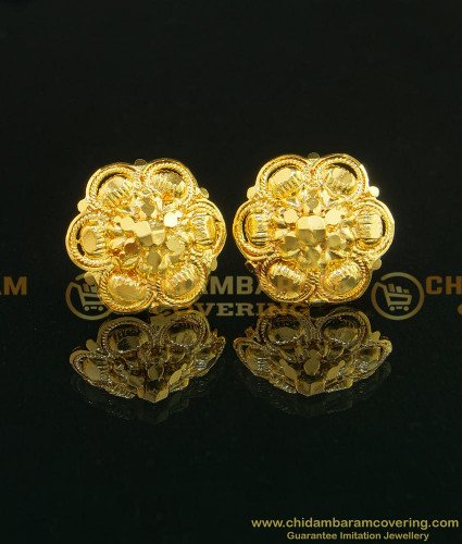 ERG735 - Classical Design Flower Stud Gold Covering Earring for Women