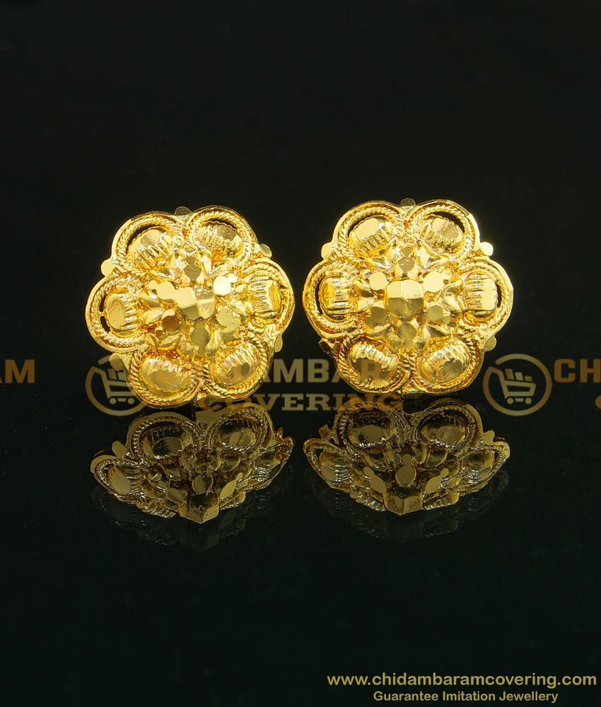 ERG735 - Classical Design Flower Stud Gold Covering Earring for Women