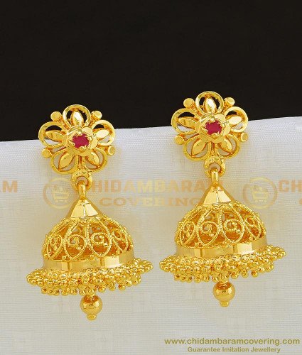 ERG792 - Traditional Gold Plated Medium Size Jhumkas Designs Imitation Jewellery Online Shopping