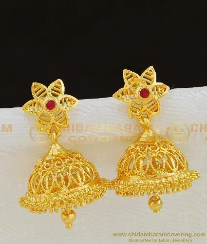 22K Big Plain Gold Earrings  South India Jewels