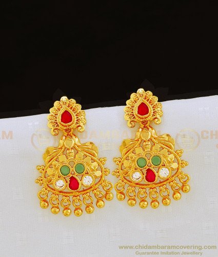 ERG822 - Attractive Gold Look Gold Plated Stone Earrings for Female