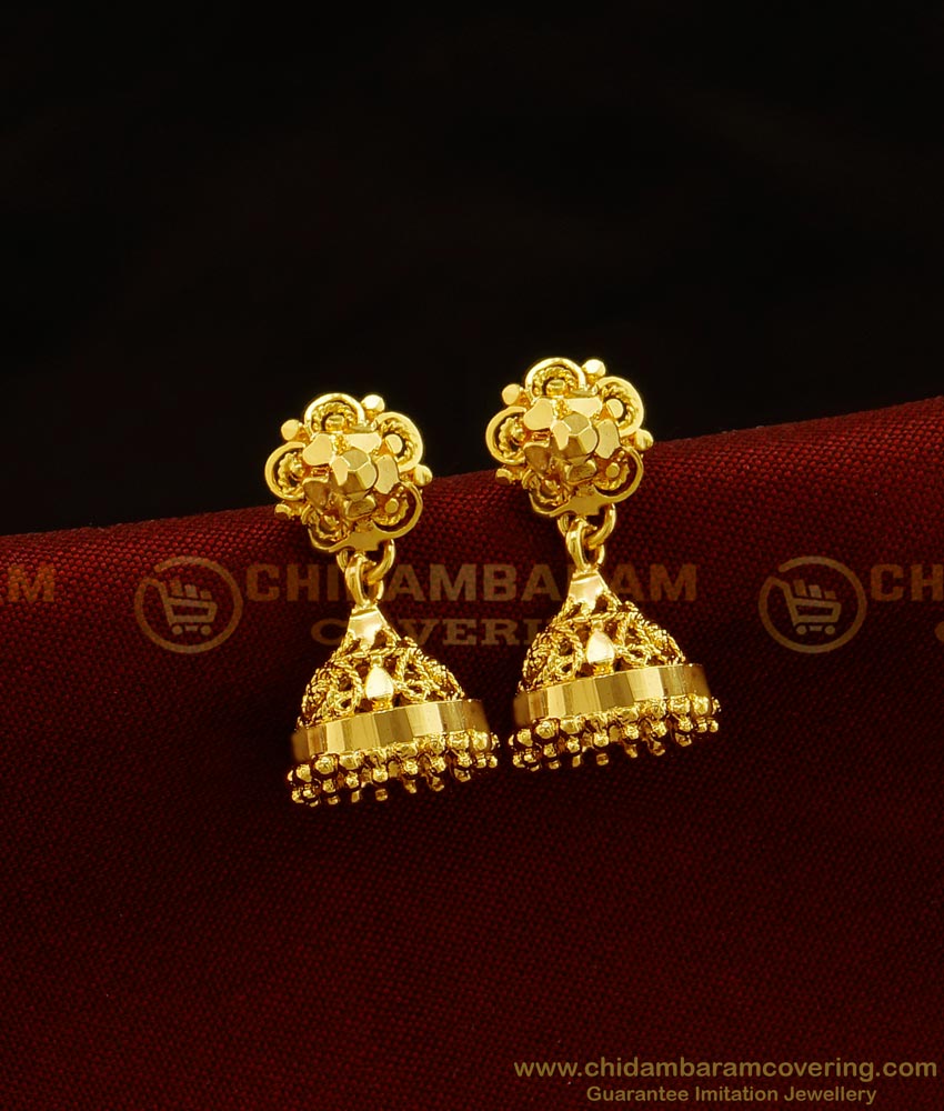 ERG855 - South Indian Light Weight Medium Size Jhumkas Earring Small Kammal Design Low Price 