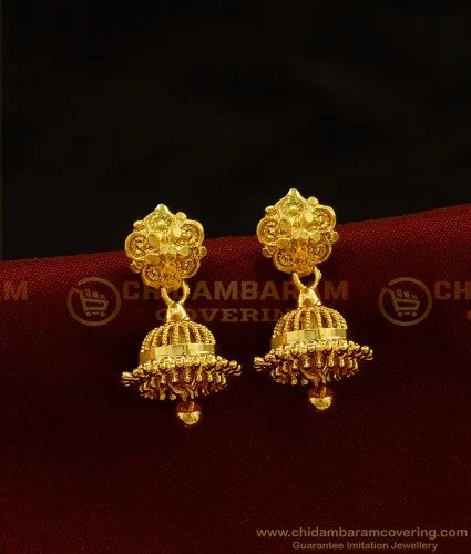 Simple Gold Replica Jhumkas - South India Jewels