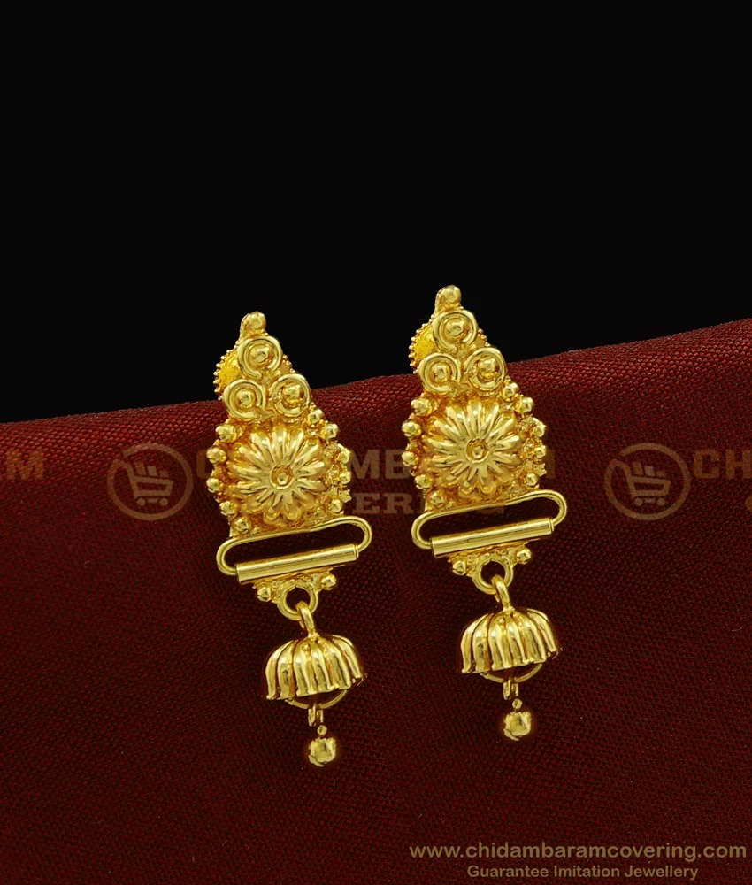 Traditional South Indian Light Weight Gold Earrings DesignGold Jhumka  Hoop Earrings Collection  YouTube