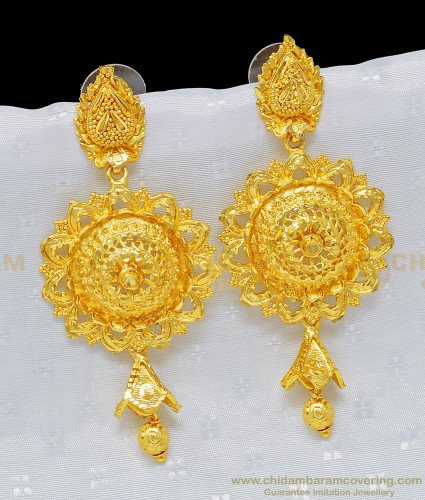 ERG949 - Latest Flower Design Gold Finish Forming Earring Indian Jewellery Online
