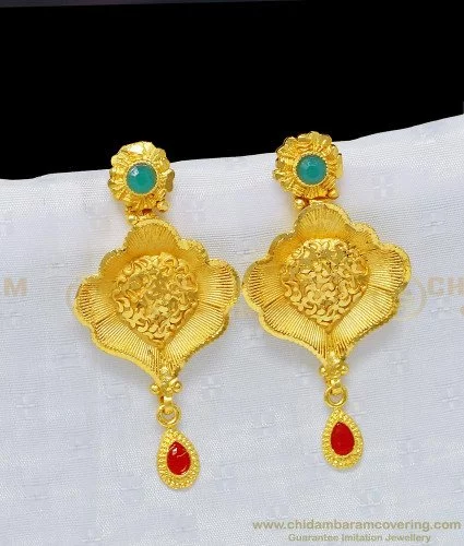 Buy Red/green Kemp Stones & White Pearls Statement Jhumka Earrings Gold  Plated Traditional South Indian Temple Jewelry birthday Gifts for Her  Online in India - Etsy