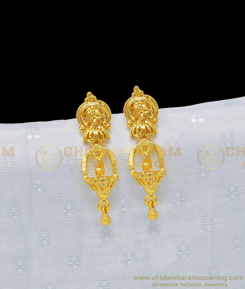 erg970 new model gold design jhumka earring 1 gram gold guarantee jewelry shop online 1