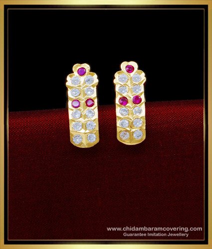 ERG1576 - One Gram Gold Plated Daily Use Earrings Impon Thodu Model 