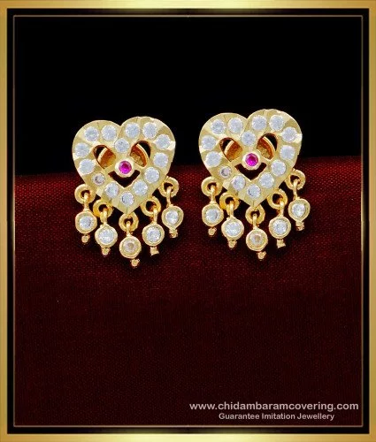 24KT Yellow Gold Plated handmade Ethnic daily use stylish Simple sober medium  size Jhumki earring - DzineTrendz - 4134778
