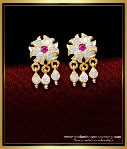 ERG1584 - Impon Gold Plated flower design cute stone stud earrings 