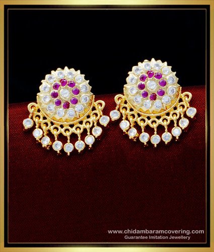 ERG1585 - Panchaloha Flower Model Impon Stone Stud Earrings for Women