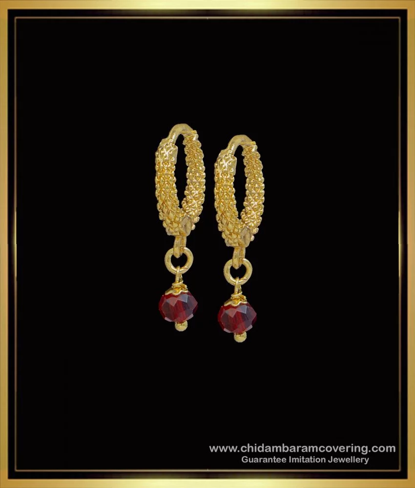 Latest Ruby Emerald Stone Lakshmi Gold Earring For Daily Wear ER2572