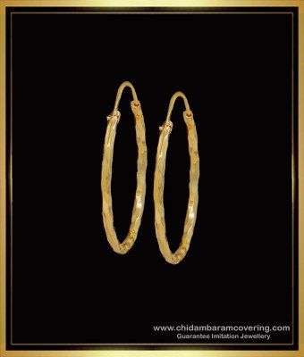 ERG1599 - Simple Daily Use Circle Gold Big Round Hoop Earrings