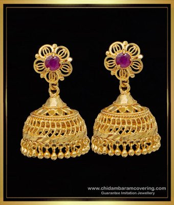 ERG1606 - Marriage Gold Earrings Jhumka Design Gold Plated Jewellery