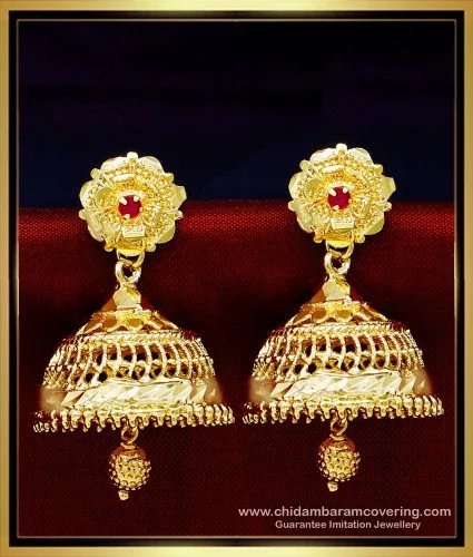 Gold Plated Kundan Earrings - South India Jewels