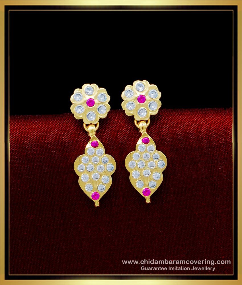Traditional Impon Jewellery Stone Gold Earrings for Kids