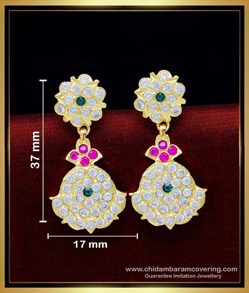 Stunning Gold Multi Stone Gold Plated Impon Earring Design