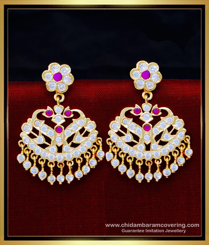 Traditional South Indian Impon Stone Earrings for Wedding
