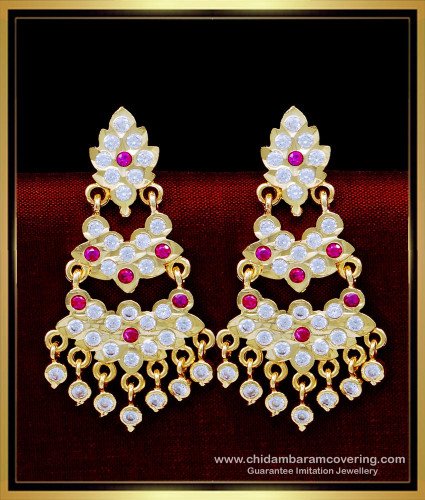 ERG1632 - Traditional Two Step Earrings Gold Design Impon Jewellery Online