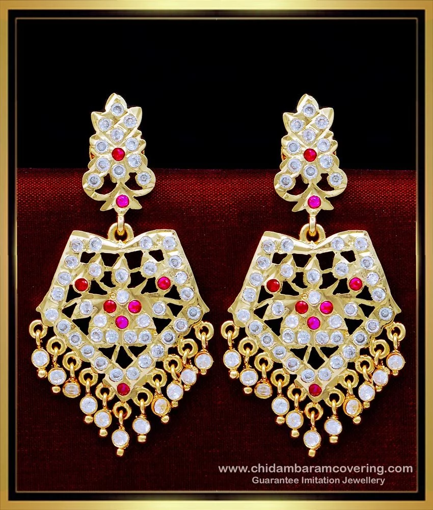 Shop Rubans Gold Plated Handcrafted Kundan Studded White Beaded Chandbali Earrings  Online at Rubans